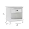 Sely Nightstand, 1 Drawer w Open Cubby, White Wood, Ring Handle