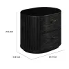 Fely Nightstand, 2 Drawers, Gold Metal Handles, Black Acacia Veneer