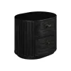 Fely Nightstand, 2 Drawers, Gold Metal Handles, Black Acacia Veneer