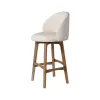 Gery Swivel Barstool Chair, Cream Fabric Seat with Natural Brown Legs