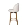Gery Swivel Barstool Chair, Cream Fabric Seat with Natural Brown Legs