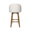 Gery Swivel Barstool Chair, Cream Fabric Seat with Natural Brown Legs
