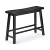 Amber Counter Height Bench, Backless Seat, Charcoal Black Acacia Wood