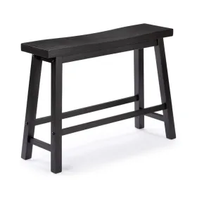 Amber Counter Height Bench, Backless Seat, Charcoal Black Acacia Wood