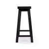 Amber Counter Height Bench, Backless Seat, Charcoal Black Acacia Wood