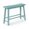 Amber Counter Height Bench, Backless Seat, Light Blue Acacia Wood