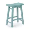 Amber Counter Height Stool, Saddle Seat, Light Blue Acacia Wood Frame