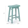 Amber Counter Height Stool, Saddle Seat, Light Blue Acacia Wood Frame