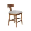 Hery Counter Stool Chair with T Back Design, Light Gray Cushioned Seat