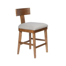 Hery Counter Stool Chair with T Back Design, Light Gray Cushioned Seat
