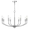 Kera 8 Light Candelabra Chandelier, 30 Inch Wide Arm Modern Chrome Metal