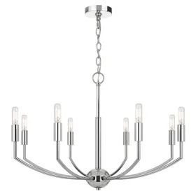 Kera 8 Light Candelabra Chandelier, 30 Inch Wide Arm Modern Chrome Metal