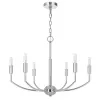 Kera 6 Light Candelabra Chandelier, 26 Inch XL Modern Chrome Metal