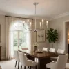 Kera 6 Light Candelabra Chandelier, 26 Inch XL Modern Chrome Metal