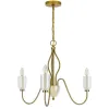 3 Light Candelabra Chandelier with Glass Shades, 25 Inch Antique Brass