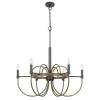 6-Light Candelabra Chandelier, 31 Inch Antique Brass and Dark Bronze
