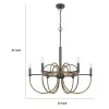 6-Light Candelabra Chandelier, 31 Inch Antique Brass and Dark Bronze