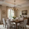 6-Light Candelabra Chandelier, 31 Inch Antique Brass and Dark Bronze