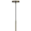 Pendant Light, Rounded Dome Glass Shade, Wood Base, Antique Brass