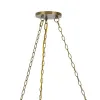 Chandelier, Wagon Wheel Style, 6 Glass Shades, Antique Brass 30 Inch