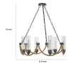 Arga 6 Light Chandelier, Glass Shade, Rope Arms, Bronze Metal 12 Inch