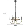 4 Light Candelabra Chandelier, Wood Base, Bronze and Gray Metal 24 Inch