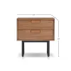 Pio Bedside Nightstand, 2 Drawers, Chestnut Brown, Gray Metal Legs