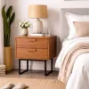 Pio Bedside Nightstand, 2 Drawers, Chestnut Brown, Gray Metal Legs