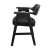 Reno Dining Armchair Set of 2, Curved Back w Seat Cushion, Umbra Black Wood