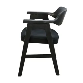 Reno Dining Armchair Set of 2, Curved Back w Seat Cushion, Umbra Black Wood