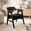 Reno Dining Armchair Set of 2, Curved Back w Seat Cushion, Umbra Black Wood