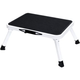 Foldable Step Stool with Non-Slip Platform Rubber Feet, 1-Step Ladder with Carrying Handle