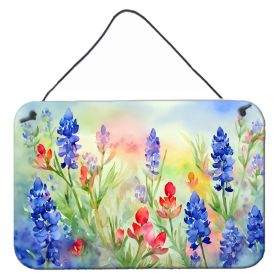 NEW Texas Bluebonnets in Watercolor Wall or Door Hanging Prints Aluminum Metal Sign Kitchen Wall Bar Bathroom Plaque Home Decor, 8HX12W, Multicol