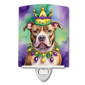 NEW Pit Bull Terrier King of Mardi Gras Ceramic Night Light Compact, UL-Certified, Ideal for Bedroom, Bathroom, Nursery, Hallway, Kitchen, 6x4x3