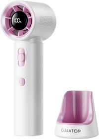 Portable Handheld Turbo Fan, 100 Gear High Speed, Up to 12H Rechargeable Personal Fan with Digital Display, Detachable Base & Lanyard (Color: White)