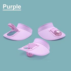 Sun Visors Hat with Fan for Women - Fan Visor Hat (size: Purple    6-8)