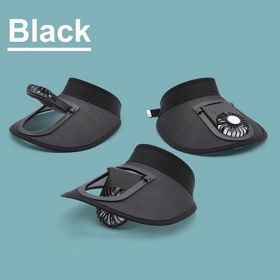 Sun Visors Hat with Fan for Women - Fan Visor Hat (size: Black   6-8)