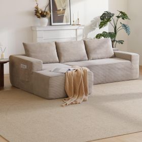 96.9" Cloud Sectional Couch with L-Shape Chaise,Modern Modular Sofa with Deep Seat, Upholstered Couches for Living Room Bedroom,No Assembly Requi (Main Material: Fabric, Main Color: Camel)