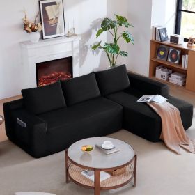 96.9" Cloud Sectional Couch with L-Shape Chaise,Modern Modular Sofa with Deep Seat, Upholstered Couches for Living Room Bedroom,No Assembly Requi (Main Material: Fabric, Main Color: Black)